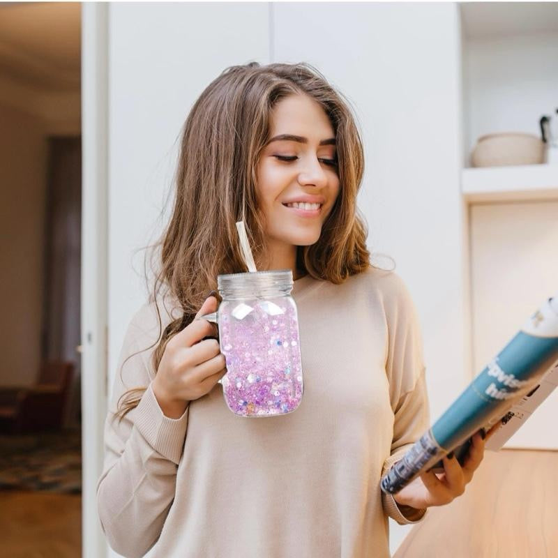 20oz plastic snow globe tumbler with lid and straw.