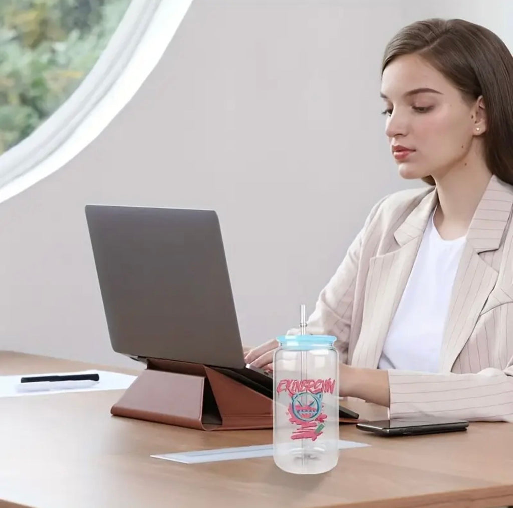 16oz Plastic Cup with Lid and Straw (NO GLITTER) just Unique Featuring Wrap.