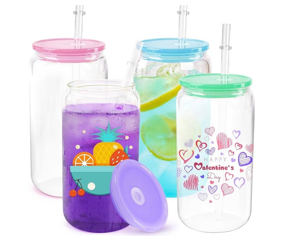 16oz Plastic Cup with Lid and Straw (NO GLITTER) just Unique Featuring Wrap.